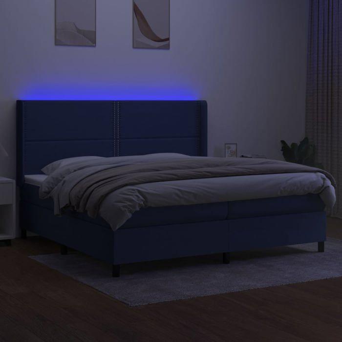 Maison Exclusive - Sommier à lattes de lit matelas LED Bleu 200x200 cm Tissu