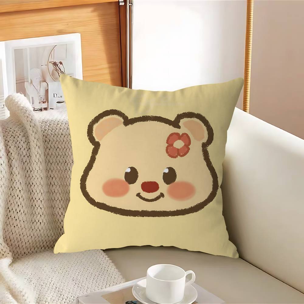 CUTE Butter Bear Pillowcase Toon Gift Cushion Cover Bedroom Home Sofa Chair Seat Decor Pillow Case