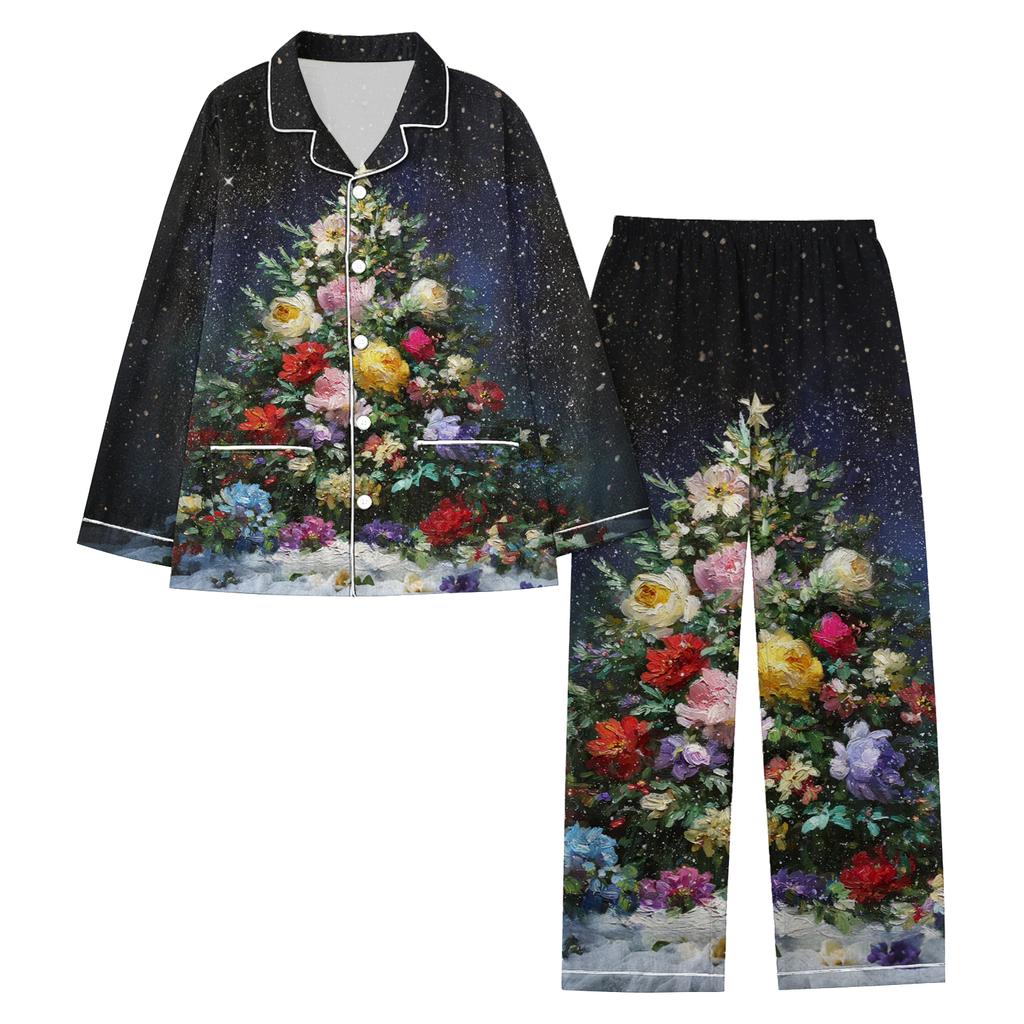 Ladies' Christmas Printed Long Sleeved Long Pants Casual Home Set