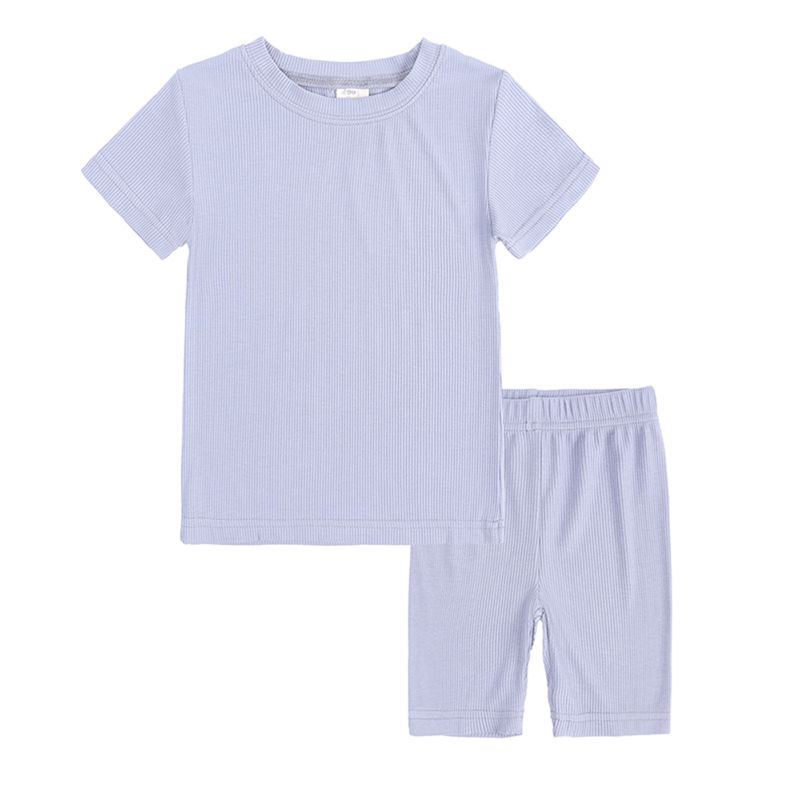 1-13 Years Kids Ribbed Structure T-shirt and Shorts Set Casual Loungewear