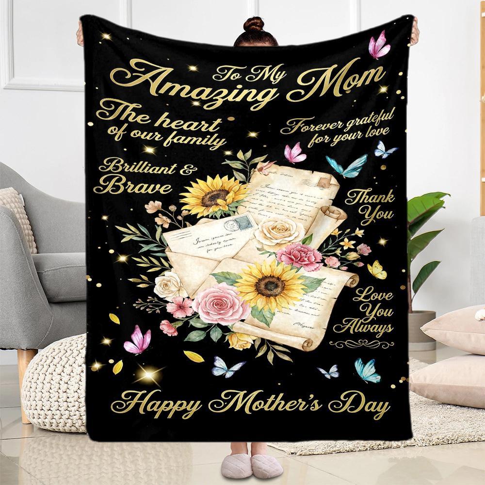 Mom's Gratitude And Love Blanket Suitable for Sofas,travel, Living Rooms Also a Good Gift for Friends and Family Suitable for All Seasons.