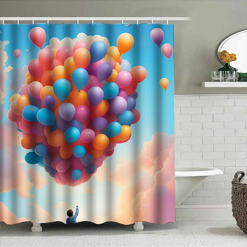 

Colorful Balloons Shower Curtain | Dreamy Kids Bathroom Decor 90X180cm