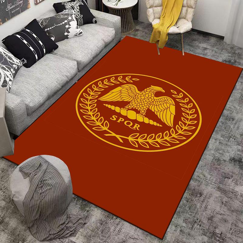 Roman Eagle SPQR Carpet Design in Red and Gold, Historical Style Suitable for use as an anti-slip for living room bedroom sofas