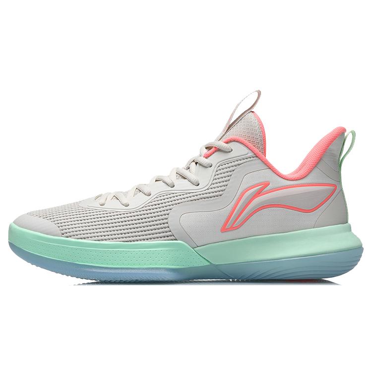 

New LINING Flash Basketball Shoes Men Low Top Gray/Green/Pink ABCR007-1 42