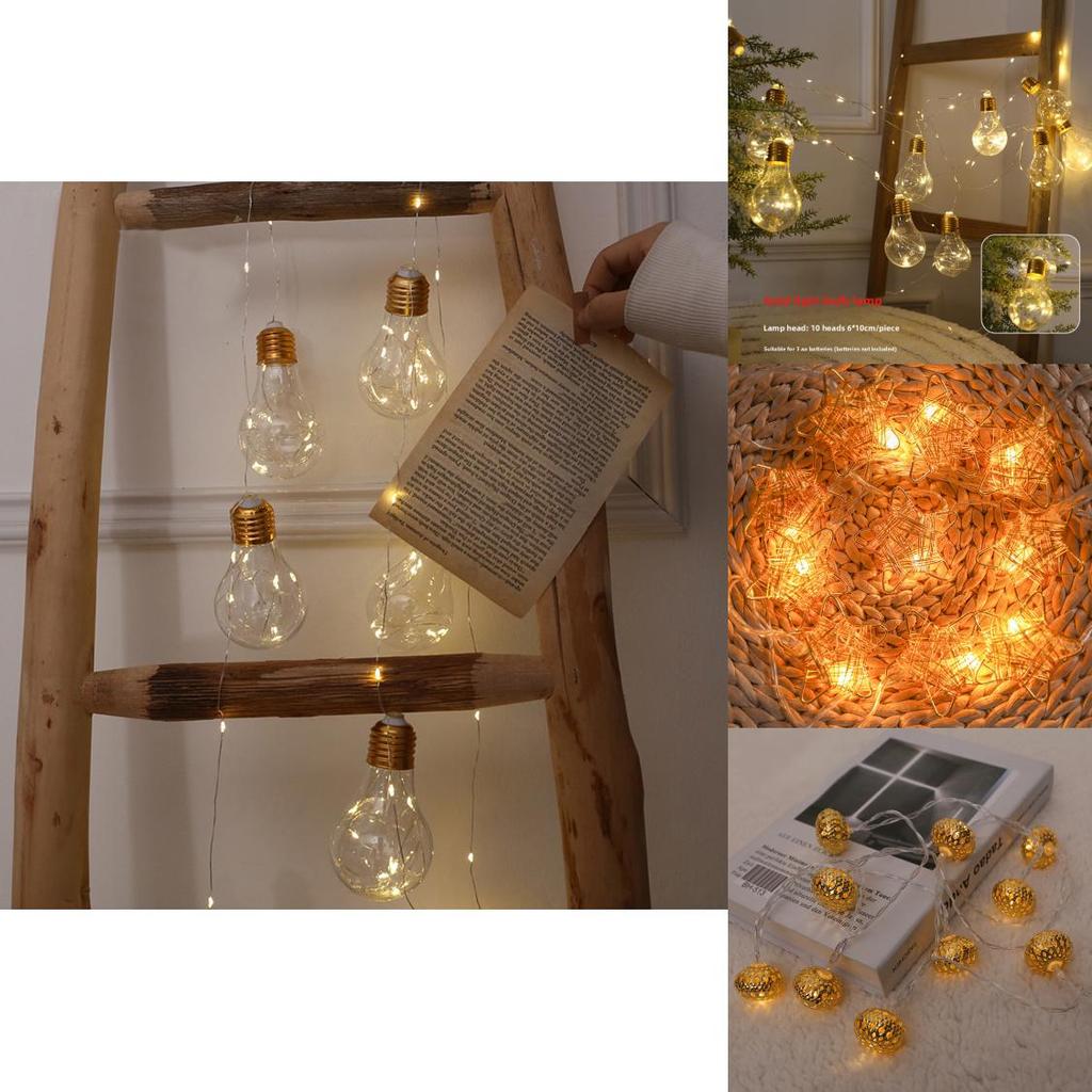 Christmas Tree Decoration Lights With Illuminated Bulb And Star For Holiday Festive Decor