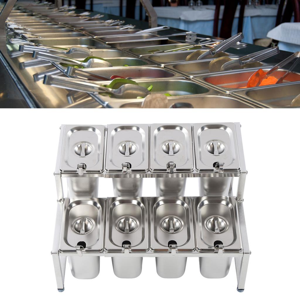 Telescopic Condiment Dispenser Dual Layers Stainless Steel Jam Pot Rack for Milk T Shop Household