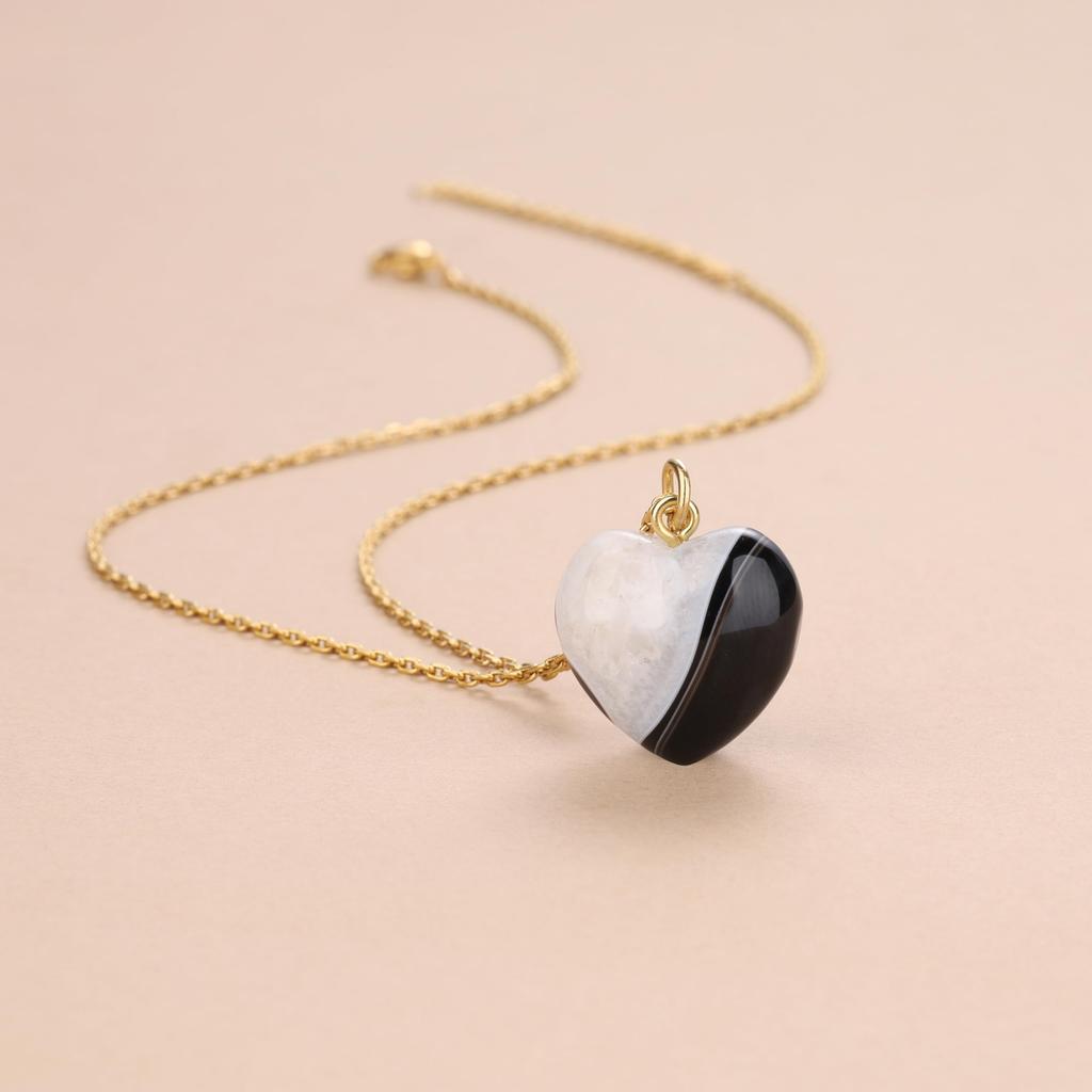 Brazilian Agate Love Heart Power Stone Necklace for Women [KOAI]