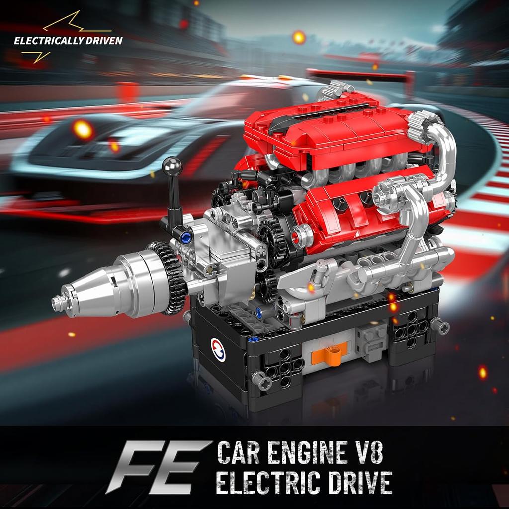 MOULD KING 10204 Technical Car Engine Toys The Motorzied FE Sports Car V8 Engine Building Block Brick Kids Christmas Gift