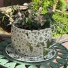 Vintage Teacup Planter Iron Floral Cutout Flowerpot Decorative Plant Pot for Succulents Herbs Flowers Indoor Outdoor Garden Decor