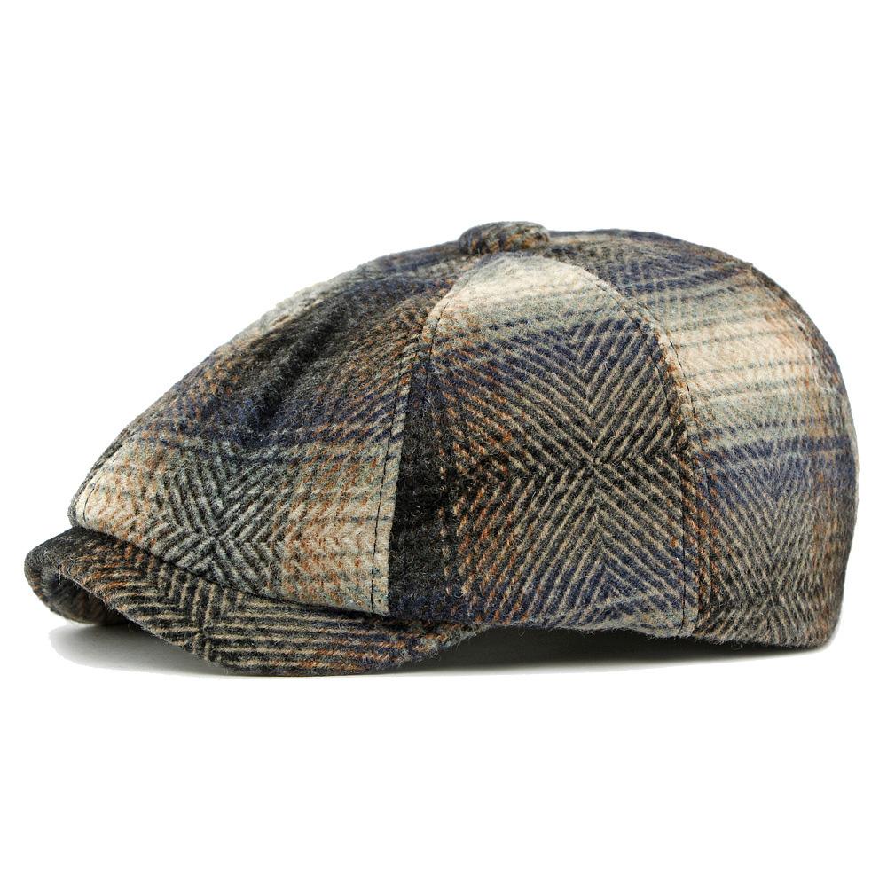 Høst Vinter Ull Gradient Åttekantet Hatt Menn Britisk Vintage Hatt Avisgutthett