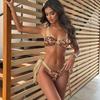 European, American, Short Apron Three-Piece Bikini Flower Print Lace-Up, Swimsuit Women'S Swimsuit