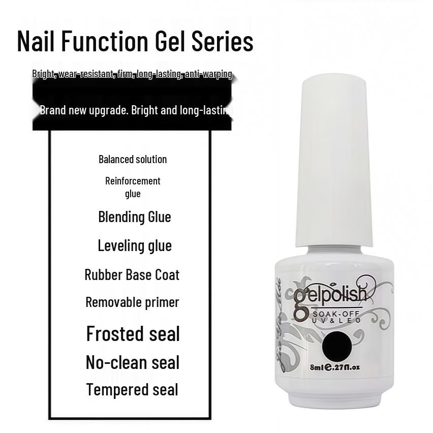 Nail Art Gel Set: Removable Base, Strengthening Gel, Matte Top Coat, No-Wipe Adhesive Gel Polish