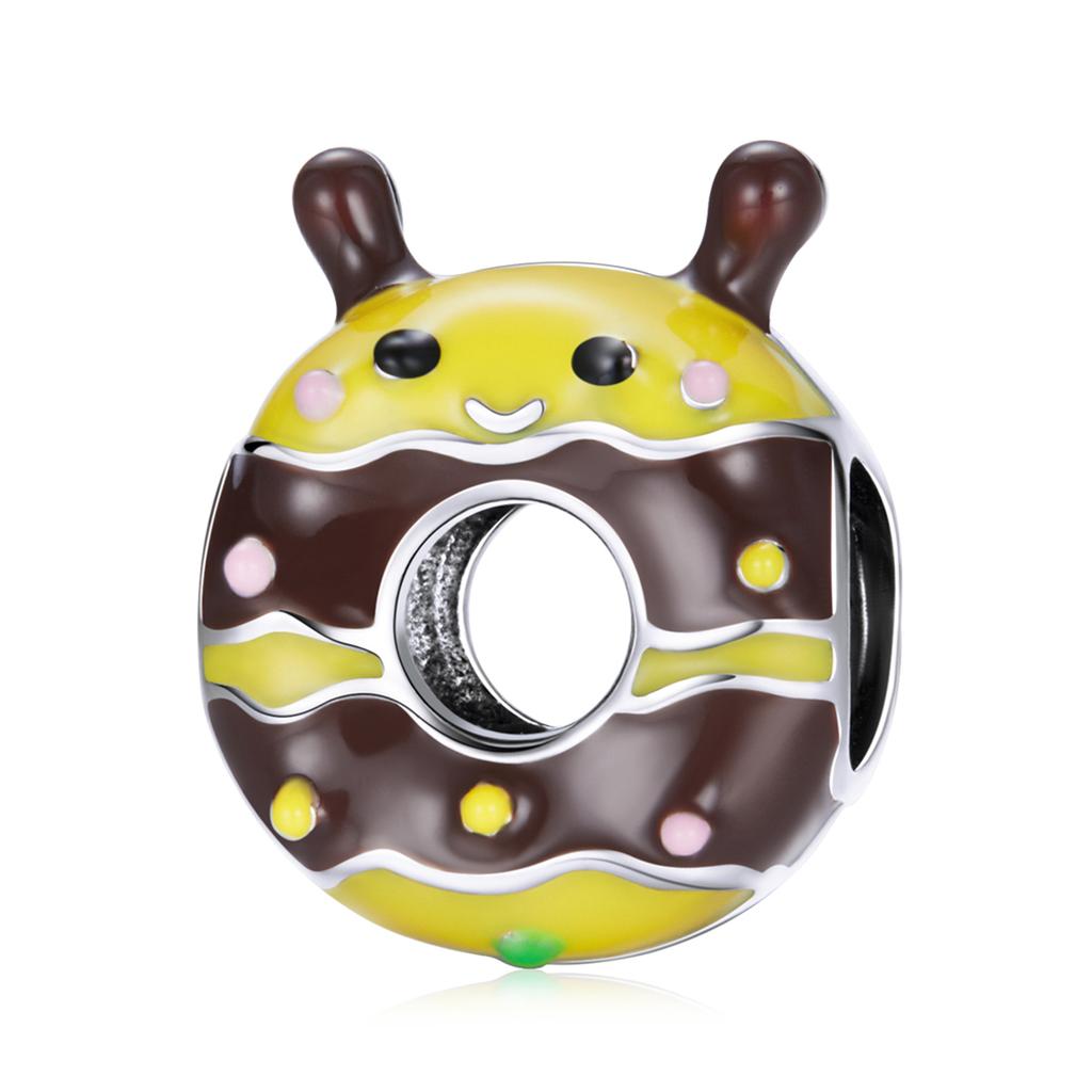 WOSTU Ciondolo Ciambella in Argento 925 Dolce Caramella Charms Budino Cibo Carino Adatto per Bracciale Donna Ragazza Gioielli Raffinati