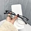 Plain Slimming Artifact Flat Glasses Eye Protection Anti-Blue Light Glasses Women'S Eyebrows Glasses Frame Black Silver Frame Myopia Glasses