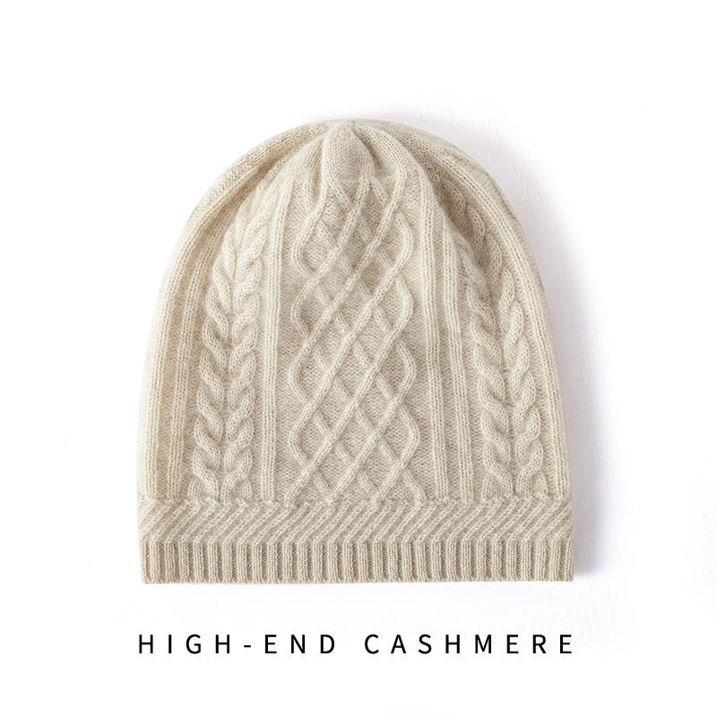 Cashmere Hat Autumn and Winter New Men's and Women's Casual Ear Hat Cable Fashion Knitted Baotou Hat