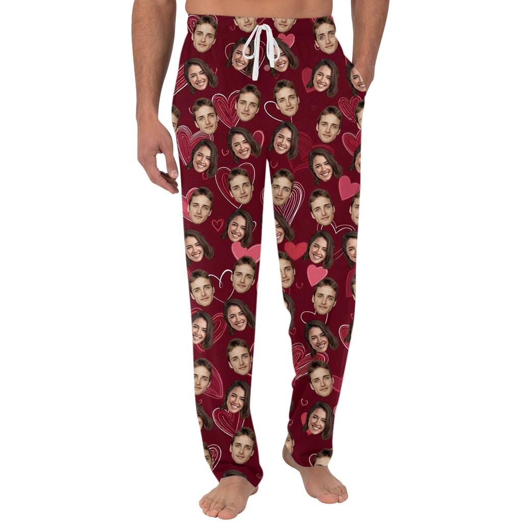 Men's Casual Pajama Pants with Pockets Valentine's Day Design