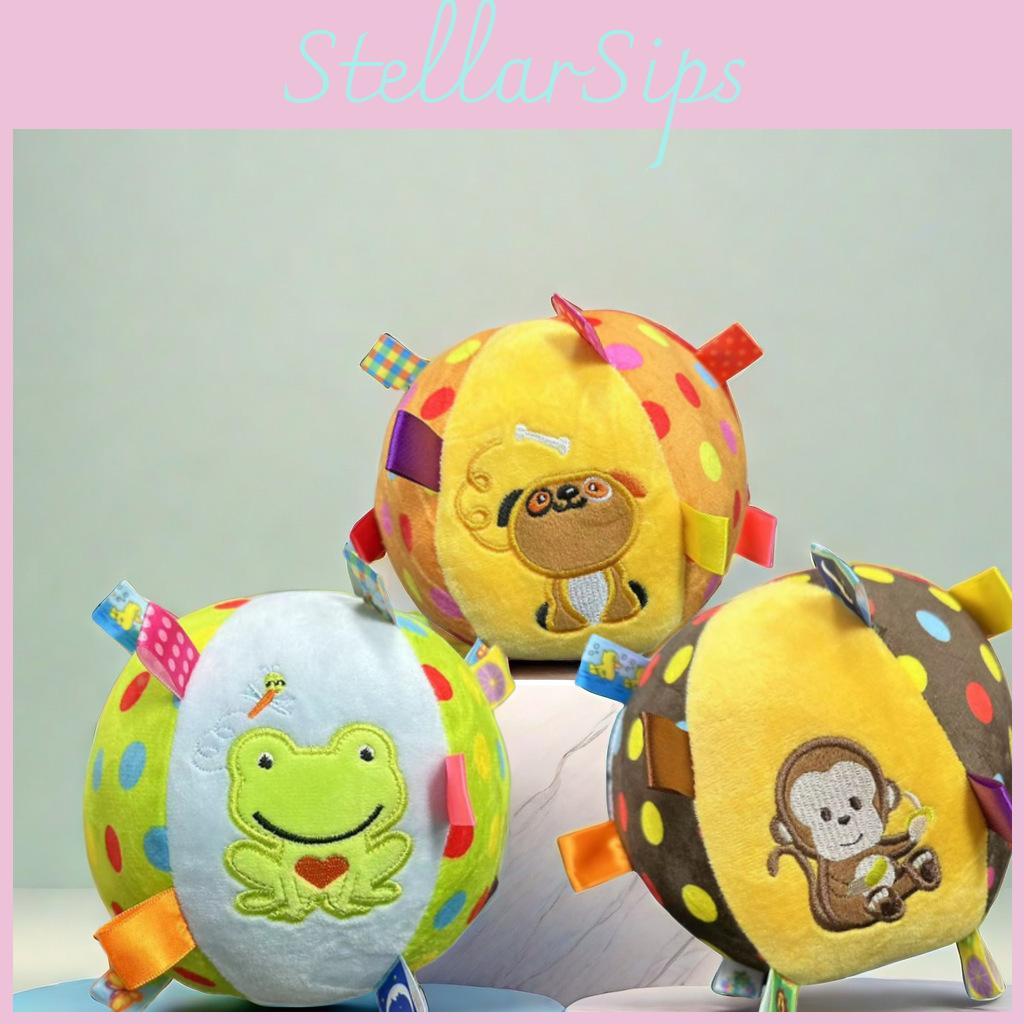 Puppy Frog Monkey Pattern Plush Cloth Ball Dog Pet Toy With Bell For Dogs And Puppies