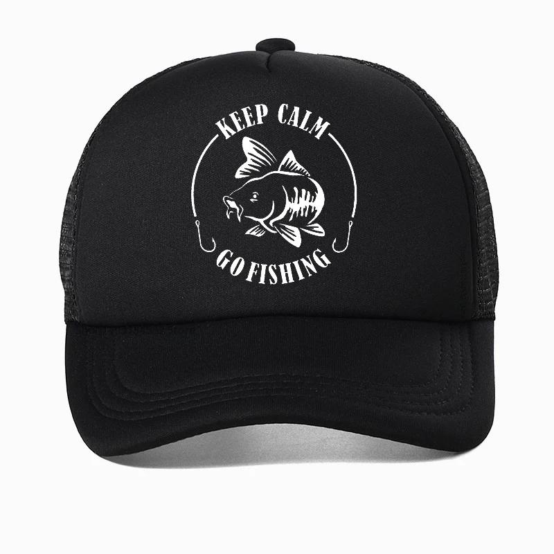 Keep Calm Go Fishing Unisex Baseball Cap High Quality Unisex outdoors hunting Fishing hat summer Mesh Sun Hat Spring Autumn visor Caps
