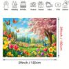 2D Spring Garden Backdrop, Tulips & Cherry Blossom Background for Nature & Spring Party