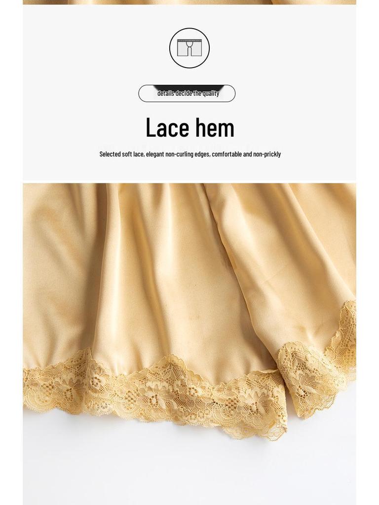 Women's Anti-Exposure Lace Safety Shorts, Lightweight & Non-Curling, Plus Size, Loose Fit for Summer.