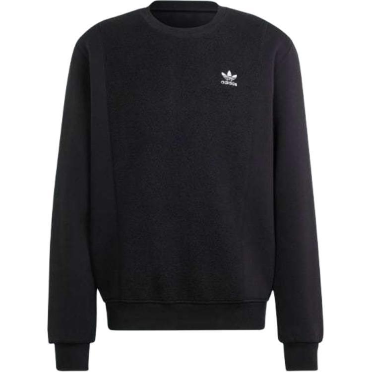 adidas Originals Essentials+ Trefoil Reverse Material Crew Sweatshirt  Black  Men s II5800 S
