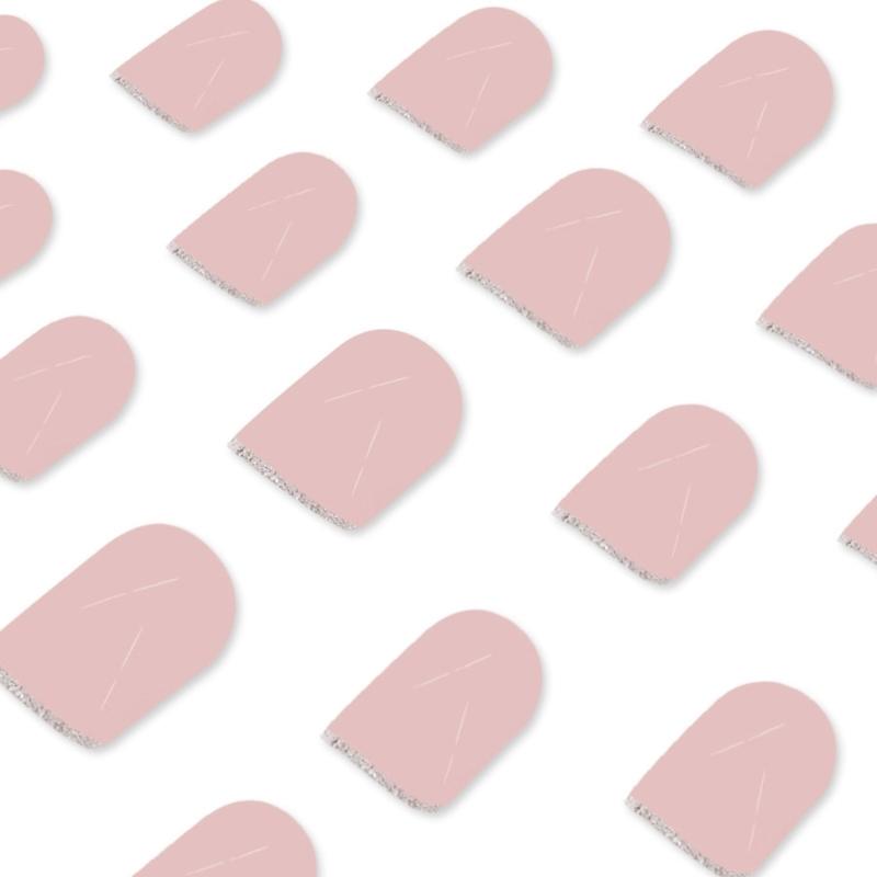 Press On Nail Short Square False Nail French Tip Stick On Acrylic Nail for Women Girls Manicure Nail Accesories 24Pcs