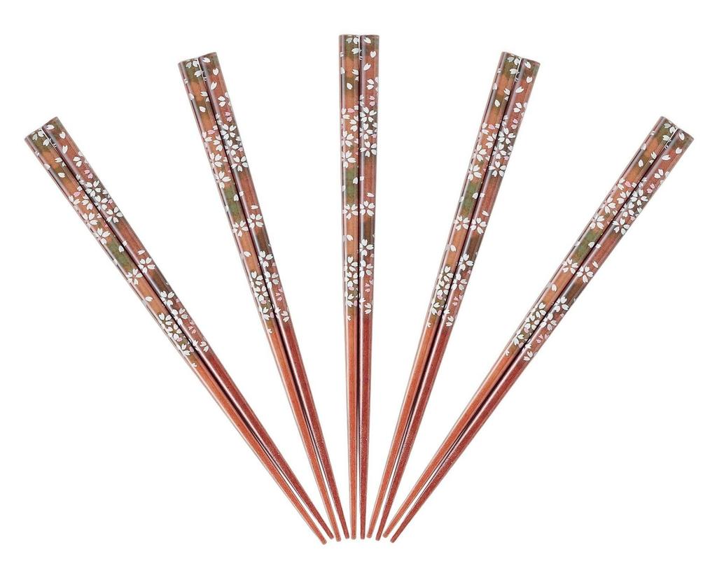 J-kitchens Chopsticks Set 5 Pairs Wood Acrylic Natural Dishwasher Safe