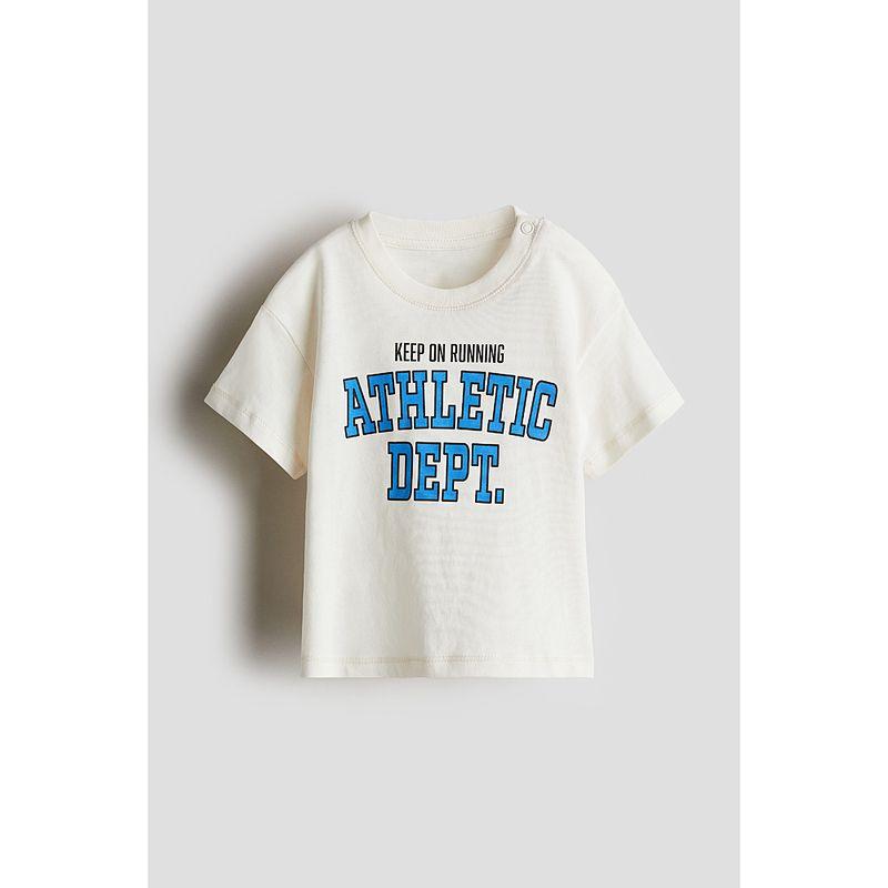

HM Children s Clothing Baby Boy T-shirt 2025 Autumn New Arrival round Neck Letter Print Cotton Loose Short Sleeve Tops 1268566