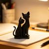 3D Printed Cat Figurine, 2 Cats Intertwining Sculpture, Modern Black Cat Statue for Home, Living Room, Office Desk, Shelf Decor