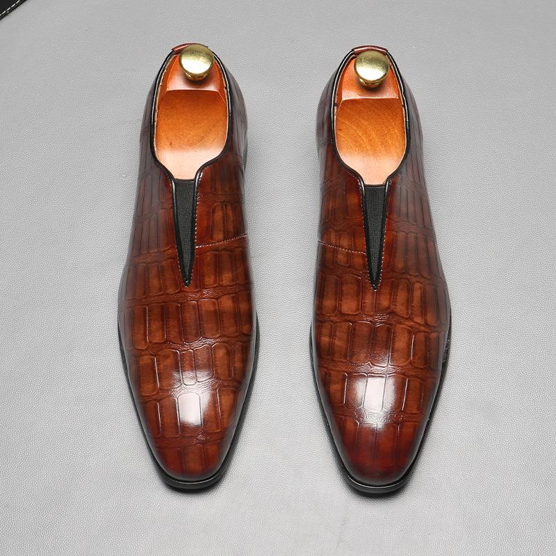 Luxury Men Business Formal Dress Shoes Crocodile Design Pointed Toe British Style Men Wedding Party Patent Leather Shoes Size 48