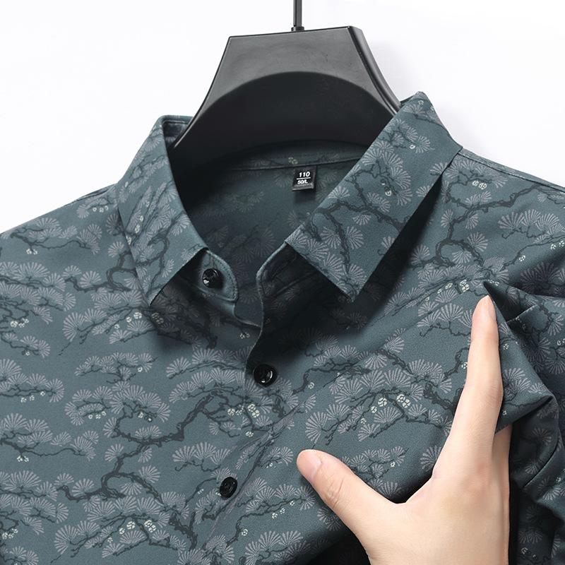 Autumn Long Sleeve Shirt Trendy Printed Business Casual Loose Fit M