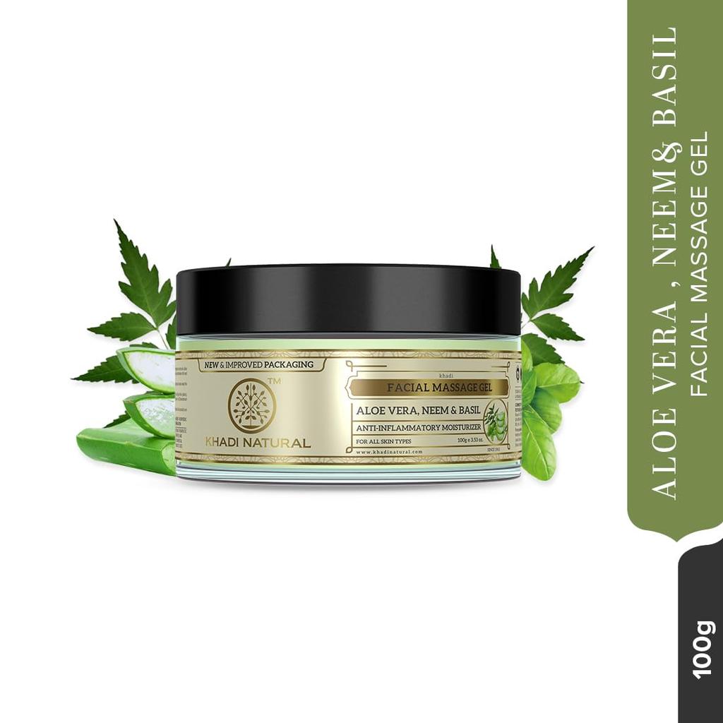 Khadi Kräuter Ayurveda Aloe Vera Neem Basilikum Gesichtsmassage Gel 100 g Für Reine Frische Hydrierte Haut Alle Typen