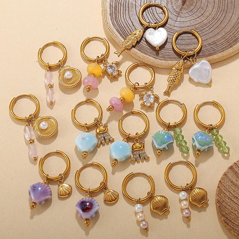 Fashion Multi-Element Diy Earrings Stainless Steel Gold-Plated Light Luxury High-End Earrings Jewelry Women