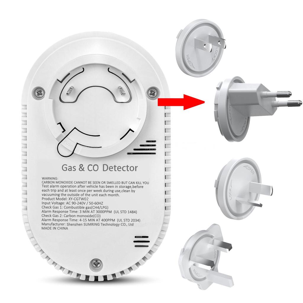 Yieryi 4-In-1 Gas CO Alarm Detector With Temperature Humidity LCD Display For Home RV Apartment Villa Smart Sensor EU/US Plug
