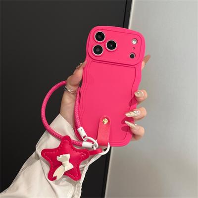 Wrist Strap Silicone Soft Wave Phone Case for IPhone 17 Air 16E 16 15 Plus 14 13 12 11 Pro Max Protection Full Lens Cover