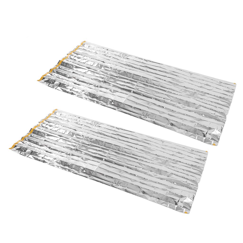 2PCS Emergency Blankets 200x100cm Foldable Space Blanket Sun Protection Tear Resistant Survival Blanket for Camping
