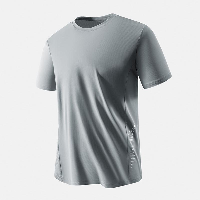 

Short T-shirt Men s Fitness Ice Silk Half-sleeve Men s Breathable Mesh Loose Plus Fat Plus Size Sports Short-sleeved Breathable Sweat-wicking T-shirt 2XL серый