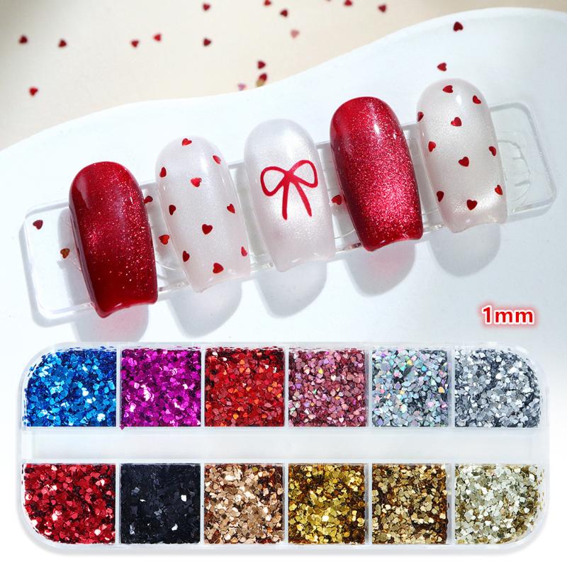 Mini Sparkling Heart Nail Glitter Sparkling Pentagram Nail Decoration Nail Salon Design Cute Accessories Diy Nail Art Design