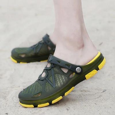 Slides Men's Shoe Male Slipper Hole Half Mules Eva Pvc Outdoor Beach Elegant Comfortable Cheap Shoes Liquidation Designer Luxury