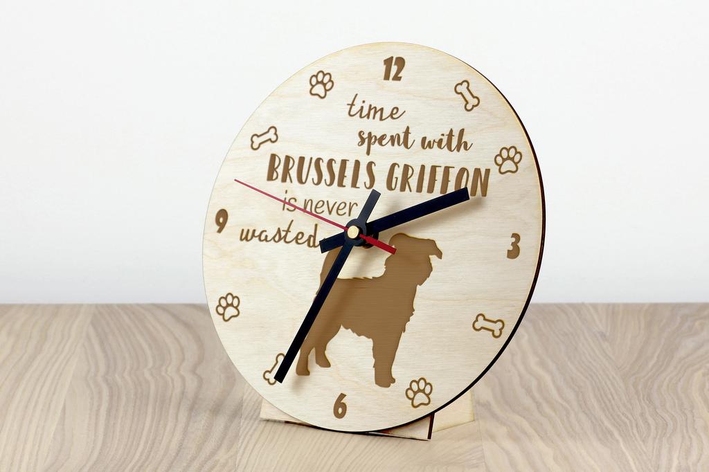Griffon Bruxellois, Brussels Griffon - clock with dog, wooden clock with engraving, personalised clock by Art-Dog