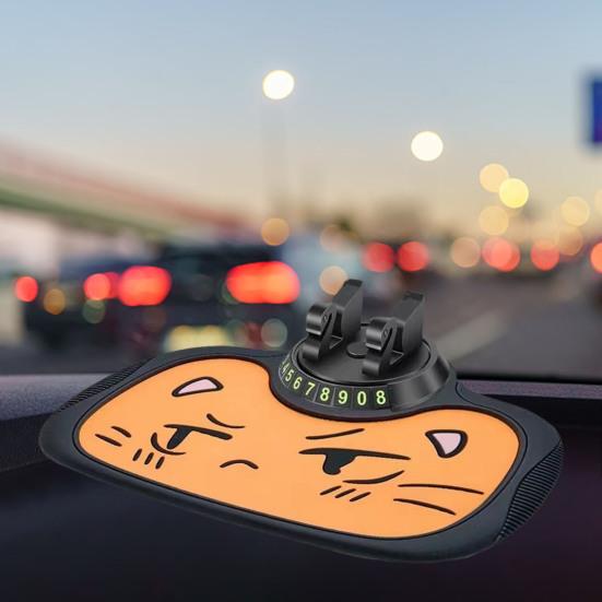 Car Anti-Slip Storage Mat Phone Holder Dashboard Organizer Washable Heat-Resistant Free Rotation Auto Phone Holder with Parking Number