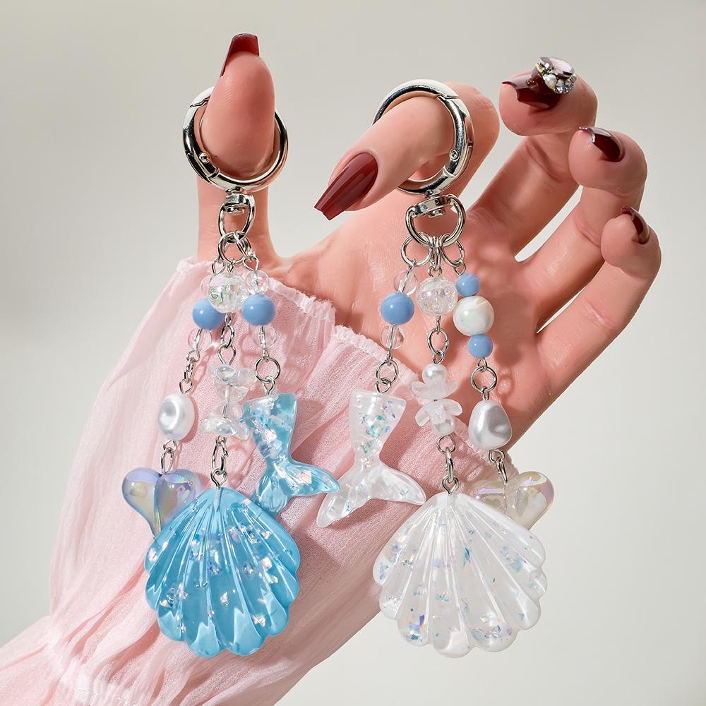 Colorful Sequin Mermaid Phone Charm & Shell Pendant Chain