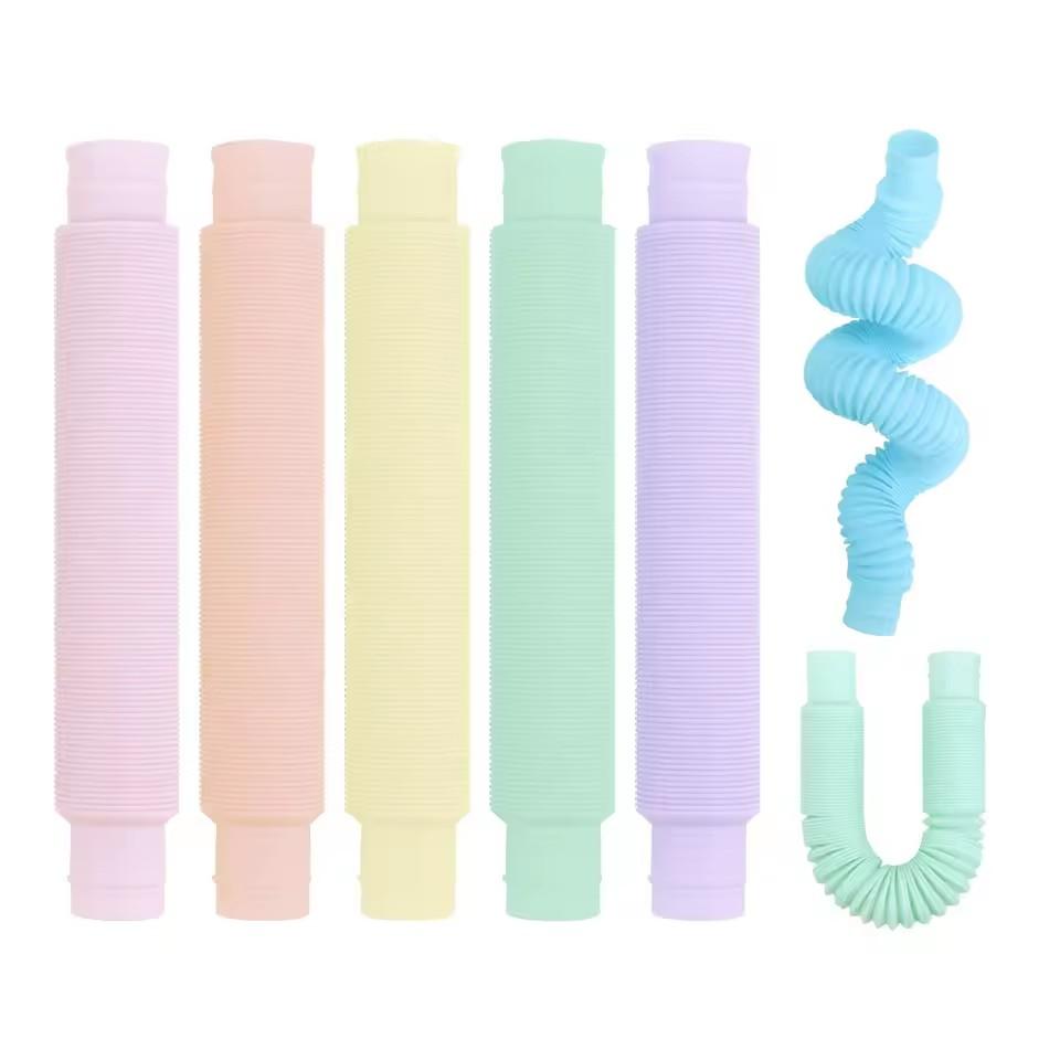 6/12 Stück Pop Tubes Sensorisches Spielzeug Durchmesser 1,9 cm Macaron Teleskoprohr Stressabbau Dekompression Finger Spielzeug für Kinder Erwachsene