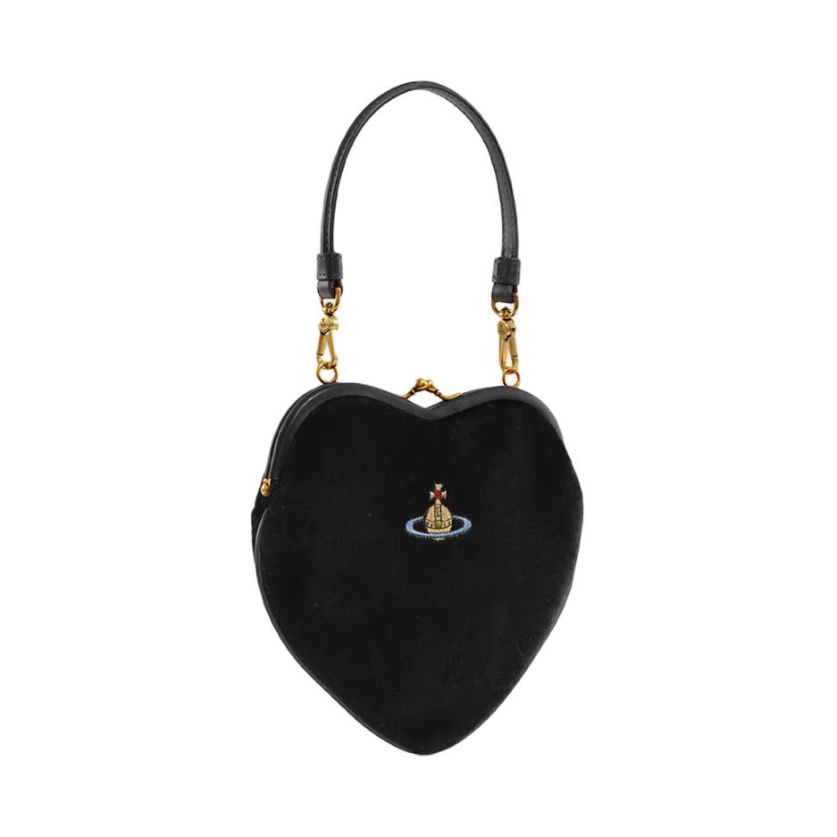 VIVIENNE WESTWOOD Belle Saturn Logo Detachable Chain Strap Cotton Velvet Handbag Women Handbags Black 4B01000DWW00ZLBLACK