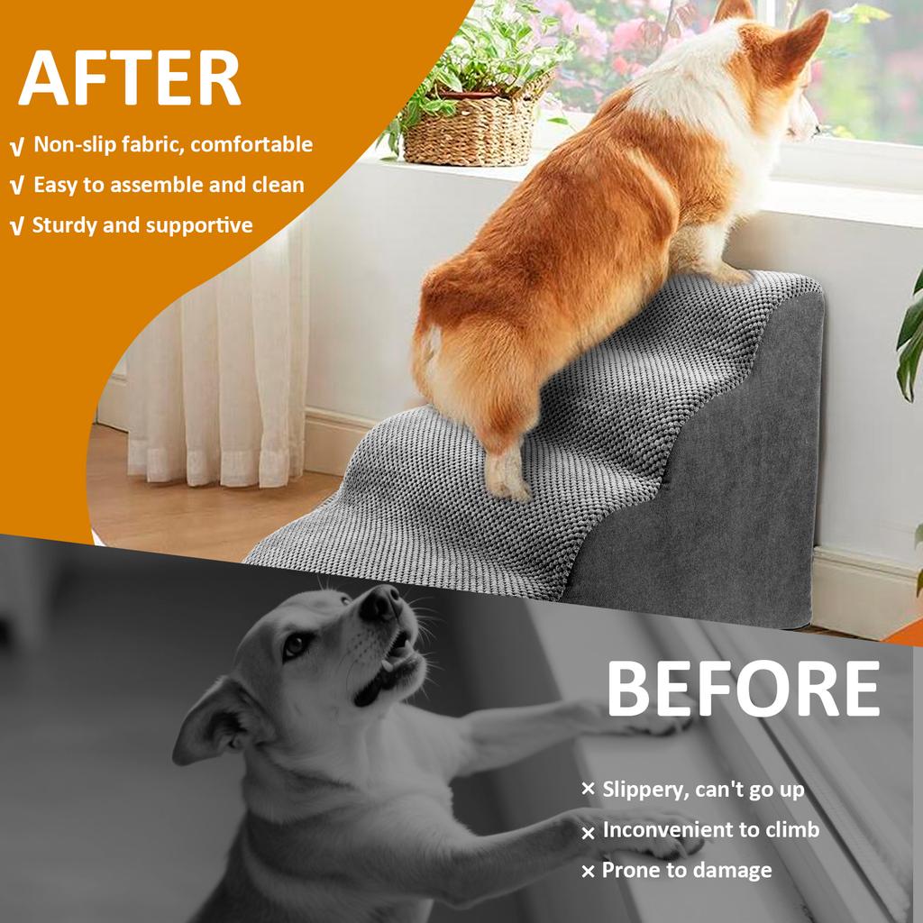 2/3/4 Steps Pet Stair Corduroy Dog Step Low Angle Ramp Non Slip Sponge Steps Pet Supplies Accessories for Cat and Dog Climbing