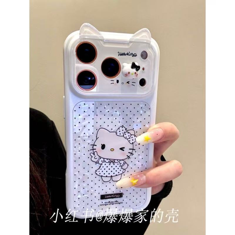 Applicable to Apple iphone17promax Korean 16pro polka dot cat 15ins cute 14 niche mobile phone case