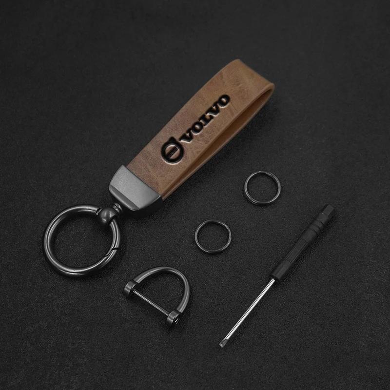 Car Metal Leather Key Rings Chain For Volvo XC90 S60 V40 XC60 S80 S40 V70 V50 S90 V60 V90 XC40 XC70 C30 Keychain Car Accessories