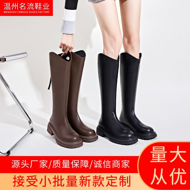 Fleece Boots Women's 2025 Winter New Warm Knight Boots Thick Heel Boots Women's Casual Women's Boots Versatile Boots