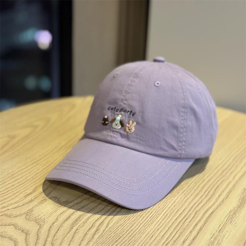 

New Spring/Summer Cartoon Embroidered Soft Top Duckbill Cap for Men and Women2026Versatile wide-brimmed baseball cap that makes the face look smaller Adult54-60Adjustable фіолетовий