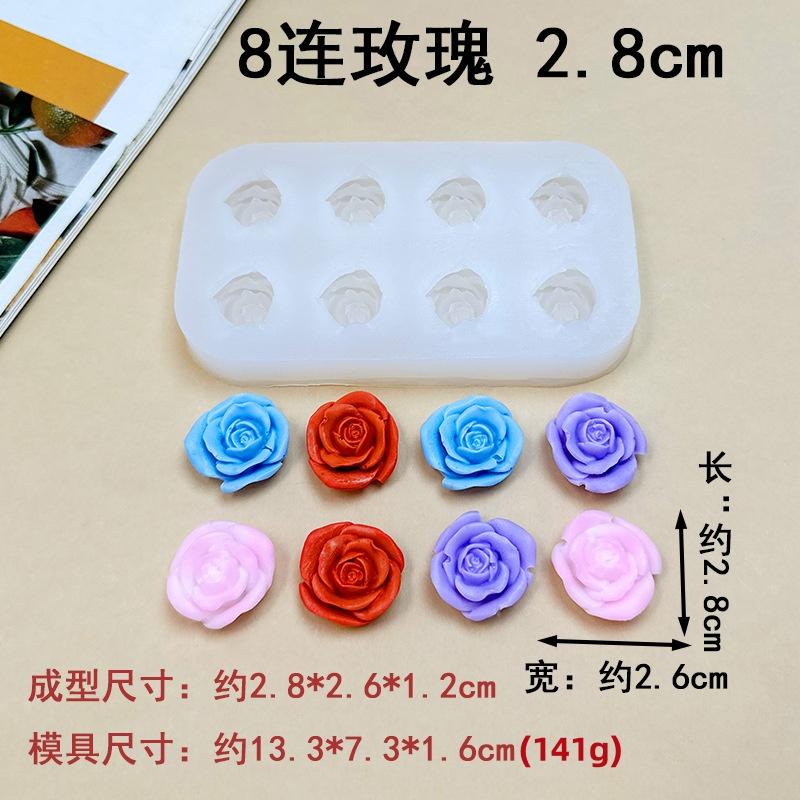 6-Hole Rose Peony Silicone Mold Handmade Mini Flower Shaped Candy Chocolate Cake Surface Decoration Baking Tool Resin Craft Mold